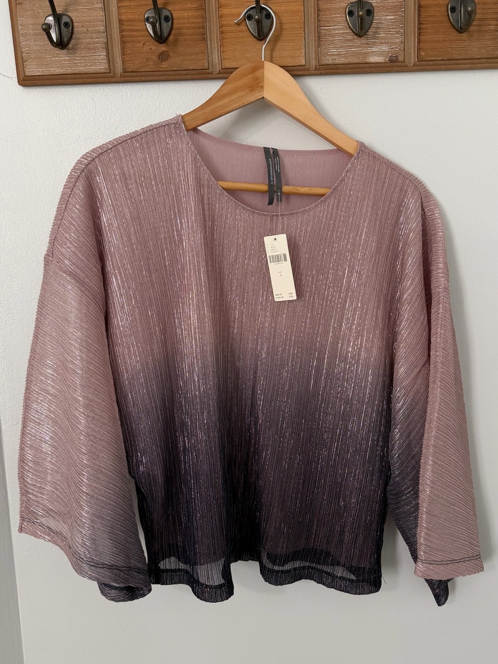 Anthropologie Pink-to-Purple Shimmer Serena Ombre Top- NWT